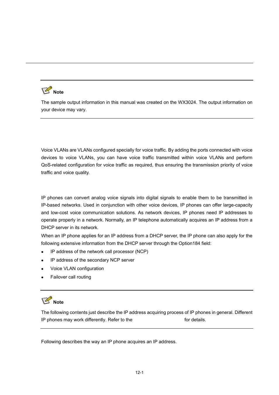 13 voice vlan configuration, Voice vlan overview, How an ip phone works | Voice vlan configuration | H3C Technologies H3C WX3000 Series Unified Switches User Manual | Page 96 / 686