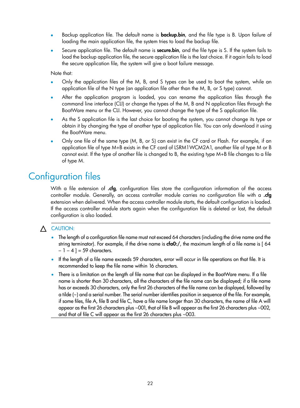 Configuration files | H3C Technologies H3C LSWM1WCM10 Access Controller Module User Manual | Page 29 / 50