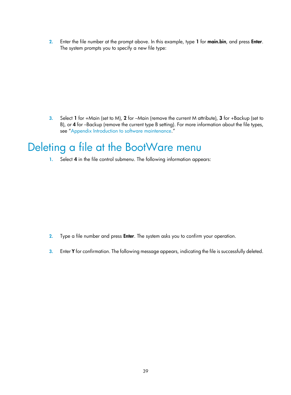 Deleting a file at the bootware menu | H3C Technologies H3C LSWM1WCM10 Access Controller Module User Manual | Page 46 / 50
