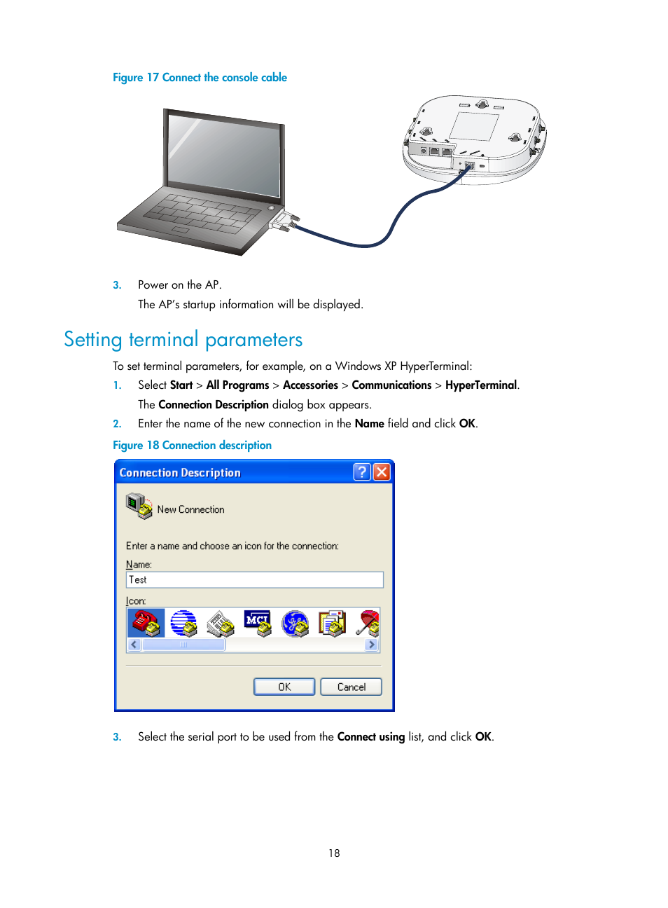 Setting terminal parameters | H3C Technologies H3C WA3600 Series Access Points User Manual | Page 23 / 29