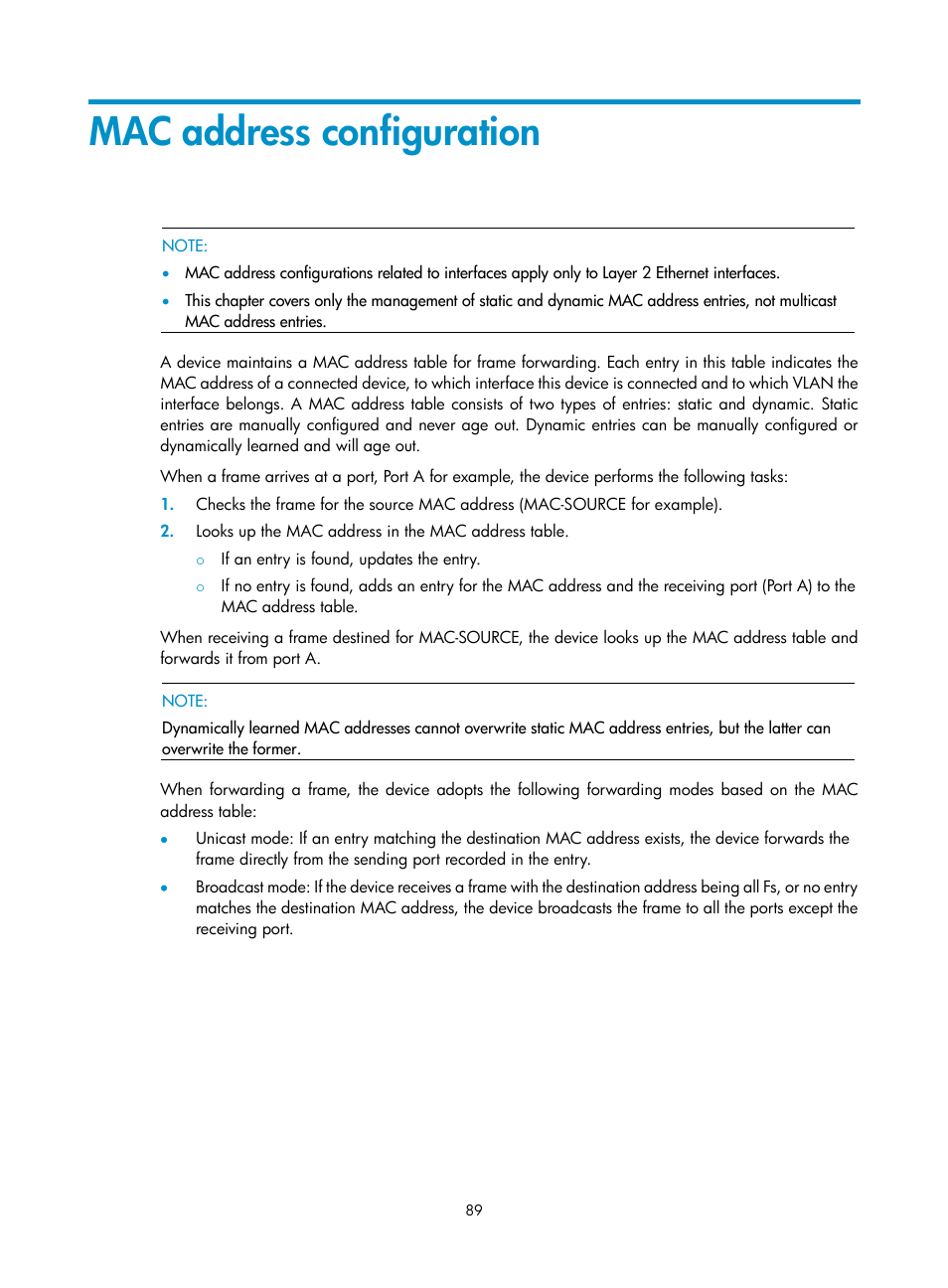 Mac address configuration | H3C Technologies H3C WA3600 Series Access Points User Manual | Page 102 / 447