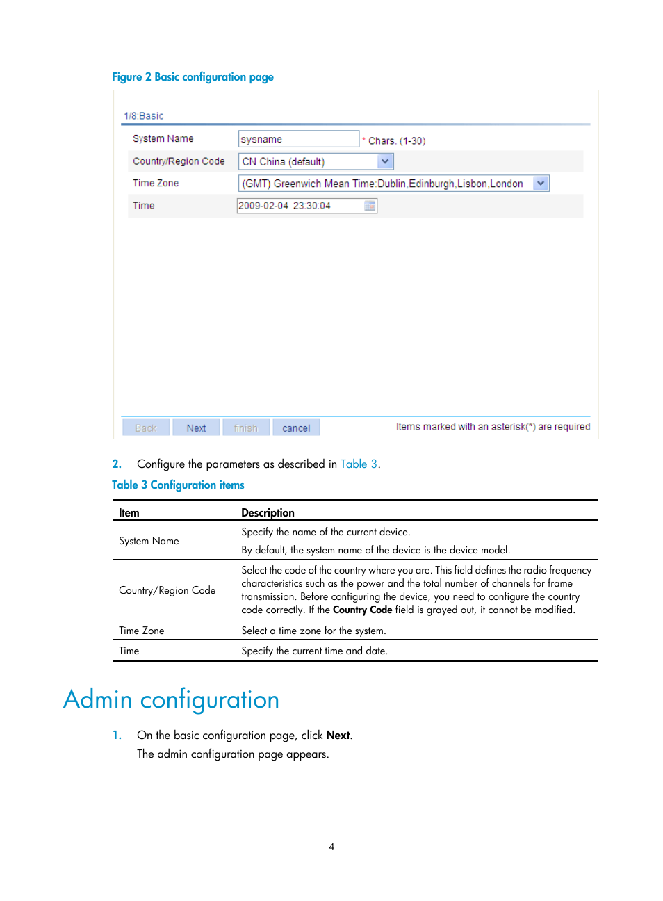 Admin configuration | H3C Technologies H3C WA3600 Series Access Points User Manual | Page 17 / 447