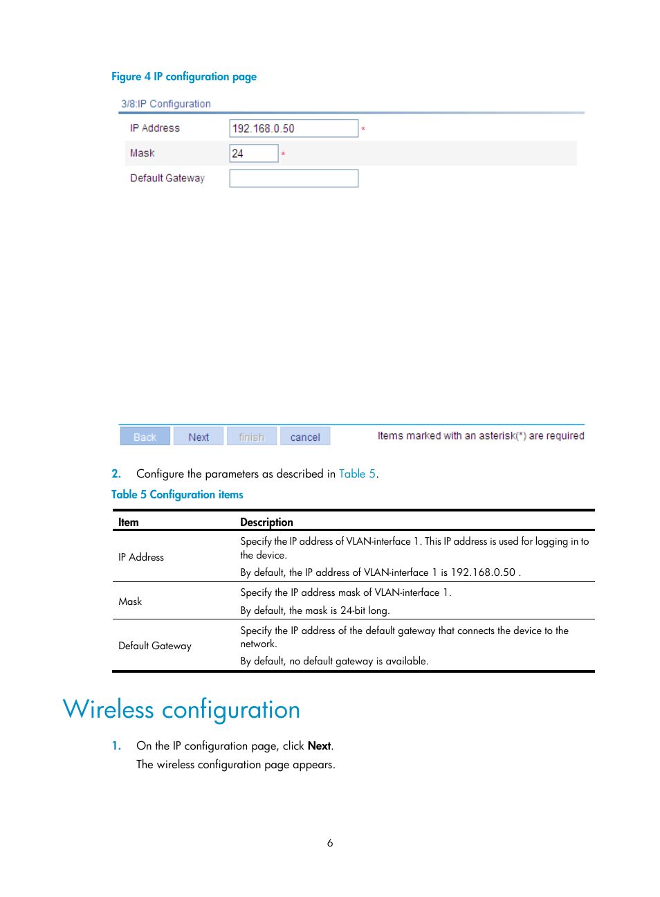 Wireless configuration | H3C Technologies H3C WA3600 Series Access Points User Manual | Page 19 / 447