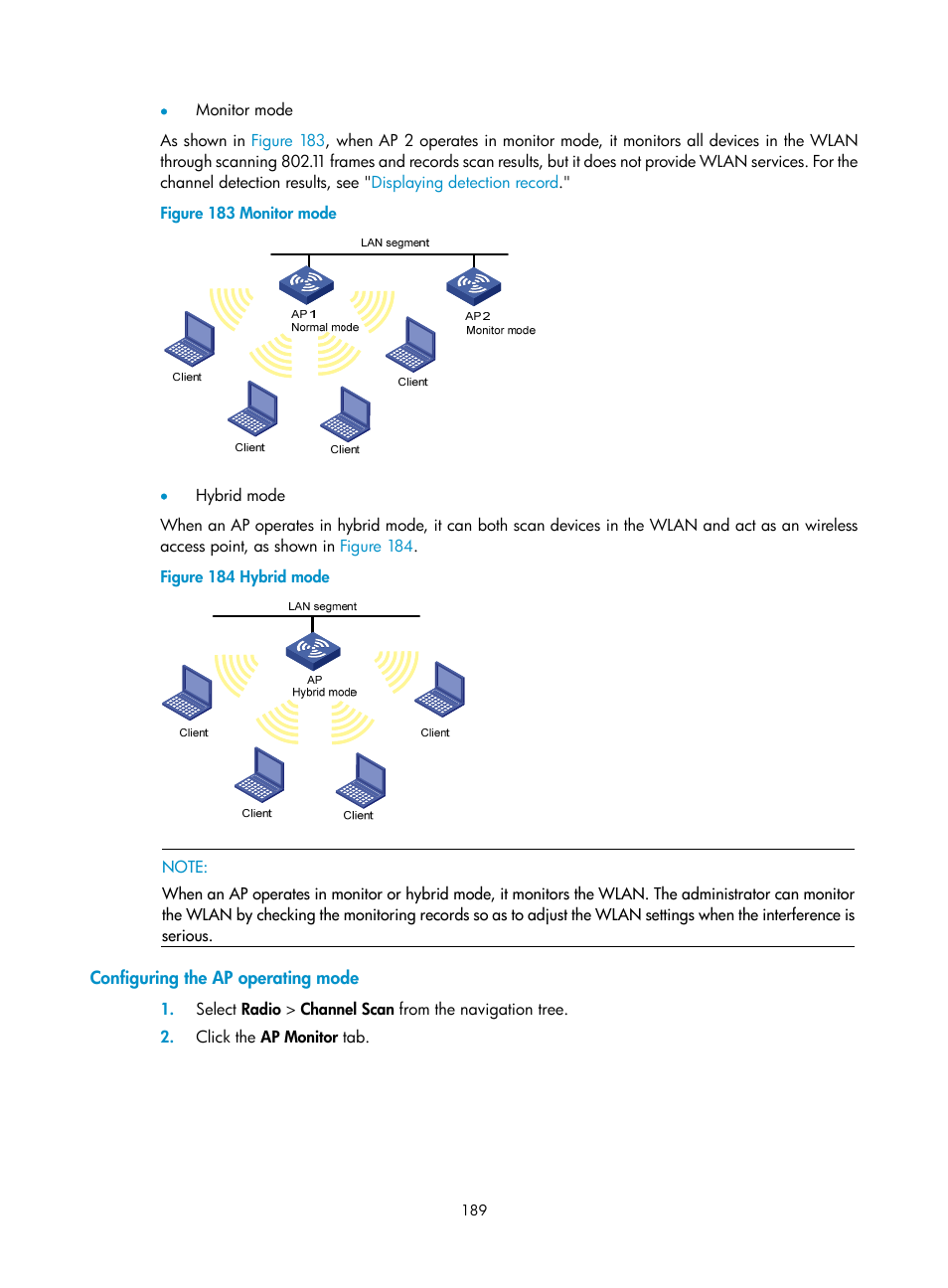 Configuring the ap operating mode | H3C Technologies H3C WA3600 Series Access Points User Manual | Page 202 / 447