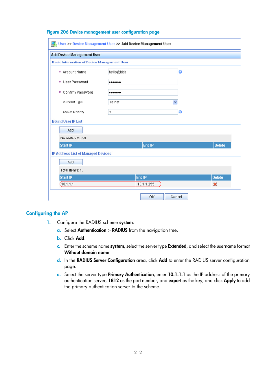 Configuring the ap | H3C Technologies H3C WA3600 Series Access Points User Manual | Page 225 / 447