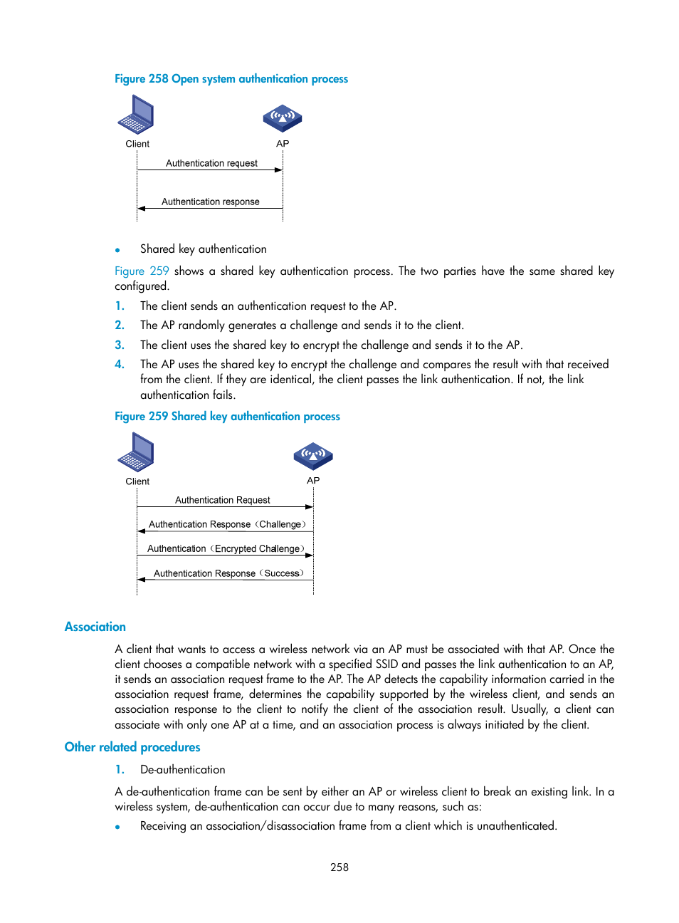 Association, Other related procedures | H3C Technologies H3C WA3600 Series Access Points User Manual | Page 271 / 447