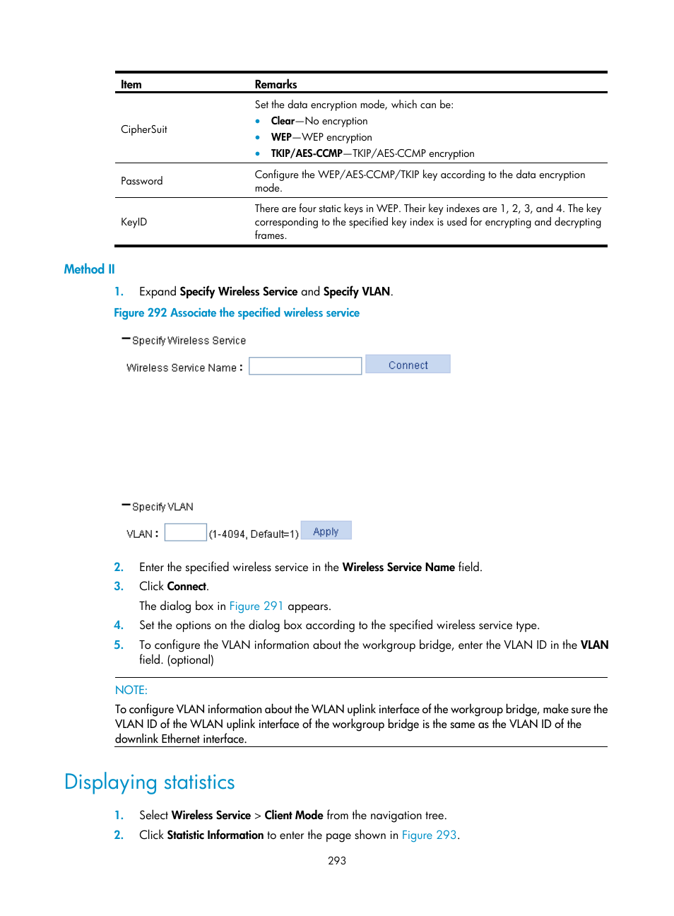 Method ii, Displaying statistics | H3C Technologies H3C WA3600 Series Access Points User Manual | Page 306 / 447