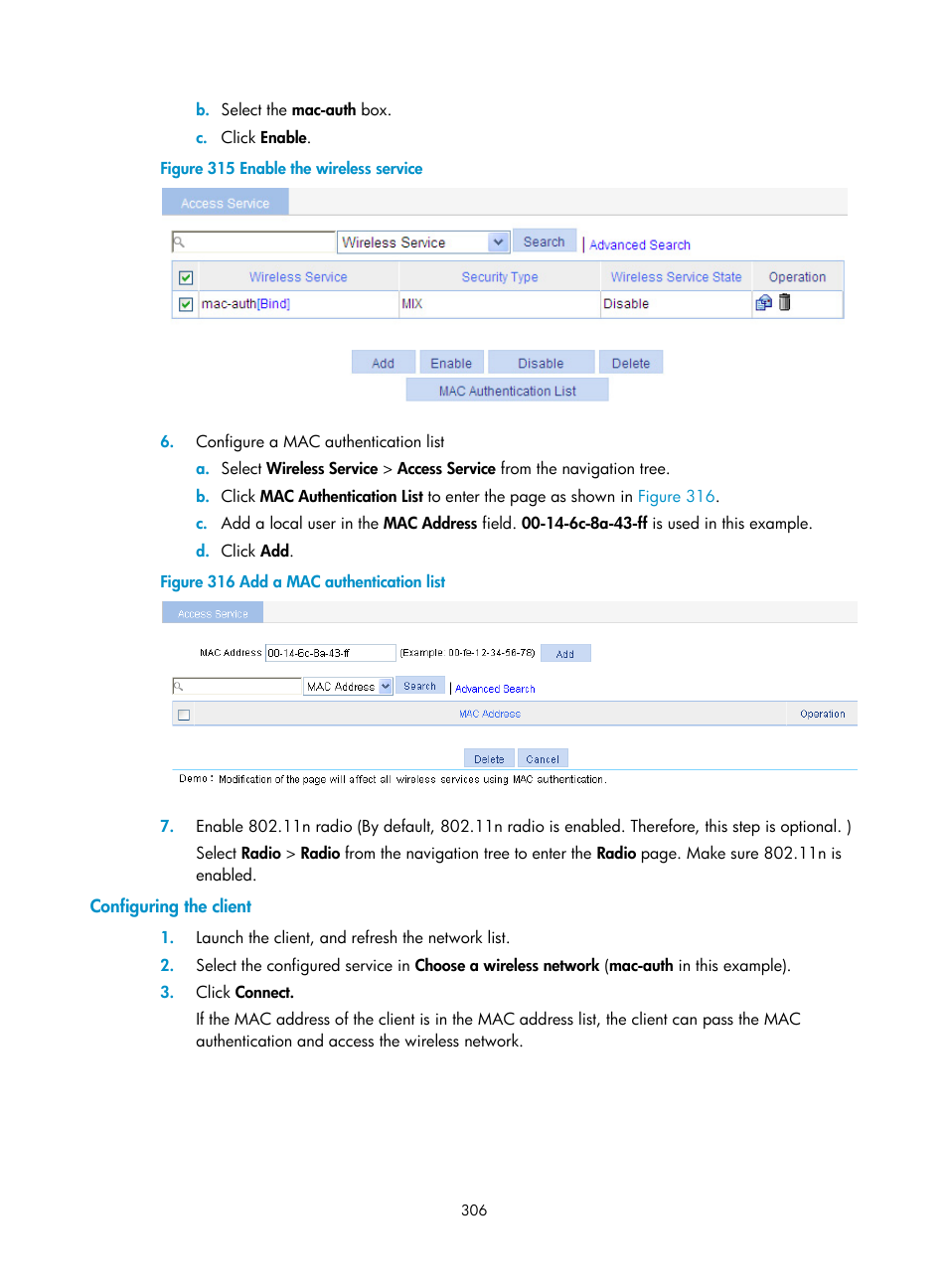 Configuring the client, Figure 315 | H3C Technologies H3C WA3600 Series Access Points User Manual | Page 319 / 447