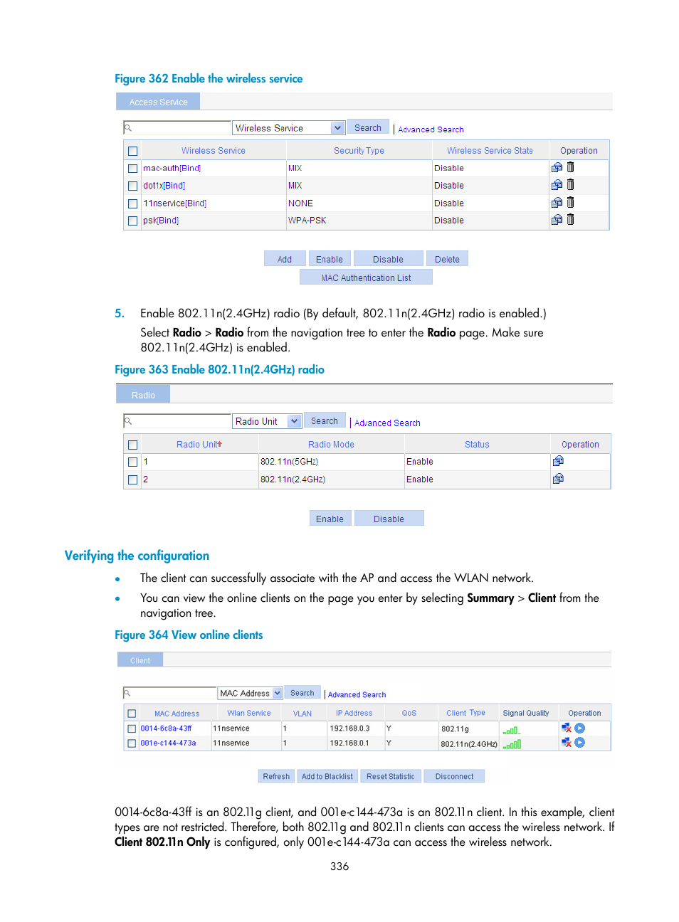 Verifying the configuration | H3C Technologies H3C WA3600 Series Access Points User Manual | Page 349 / 447