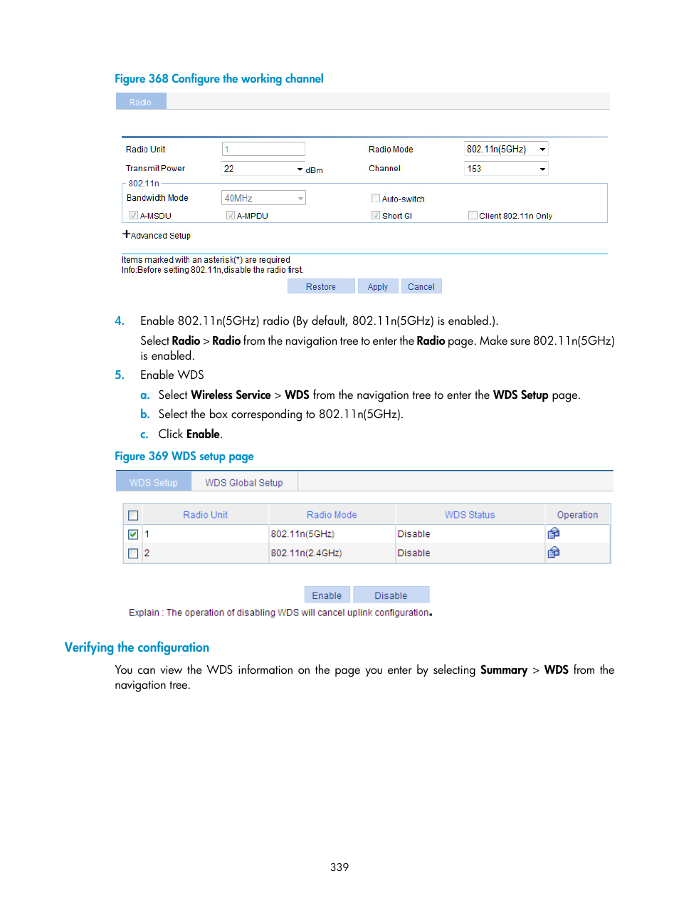 Verifying the configuration | H3C Technologies H3C WA3600 Series Access Points User Manual | Page 352 / 447