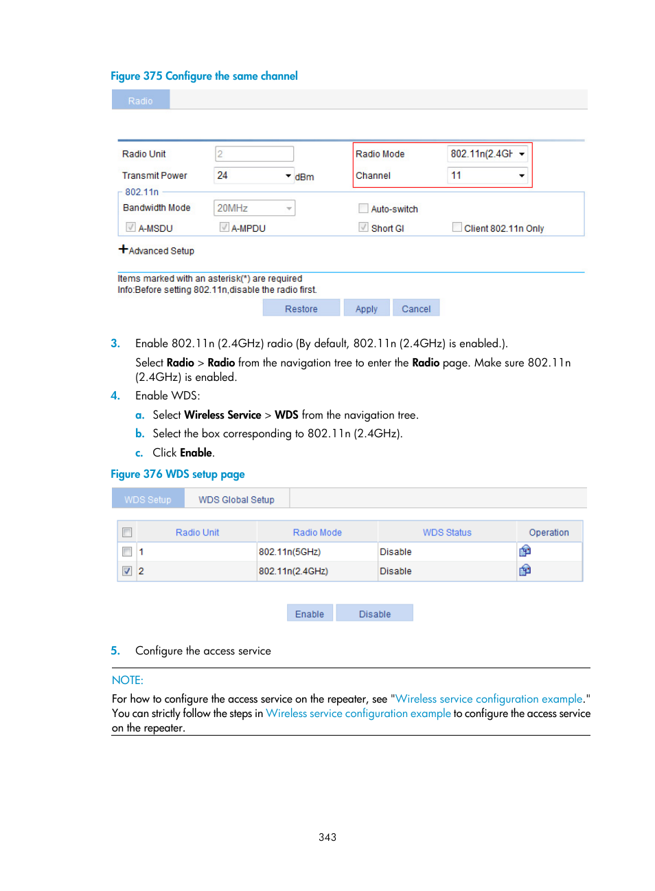 H3C Technologies H3C WA3600 Series Access Points User Manual | Page 356 / 447