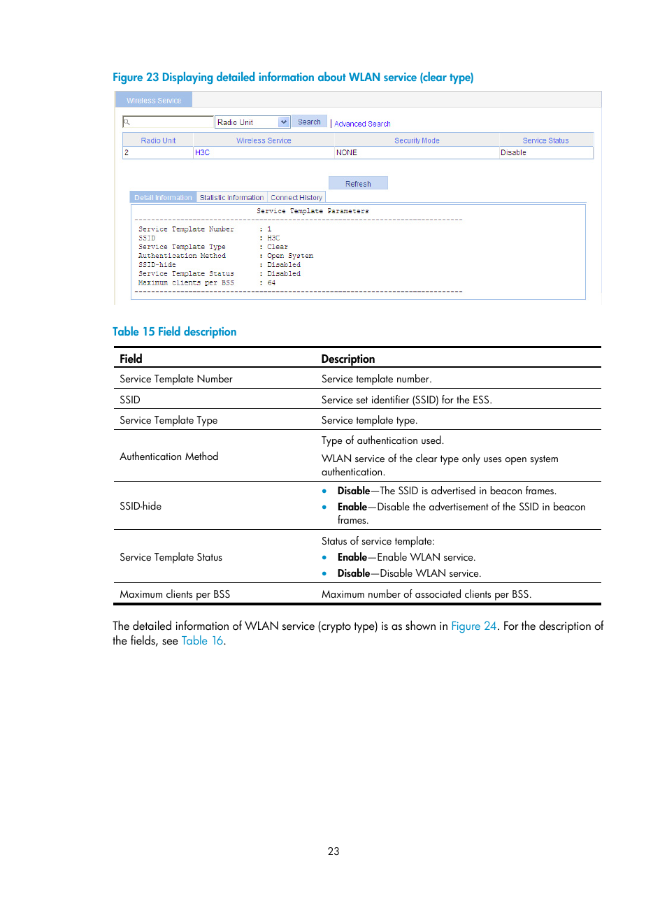 N in, Figure 23, Table 15 | H3C Technologies H3C WA3600 Series Access Points User Manual | Page 36 / 447