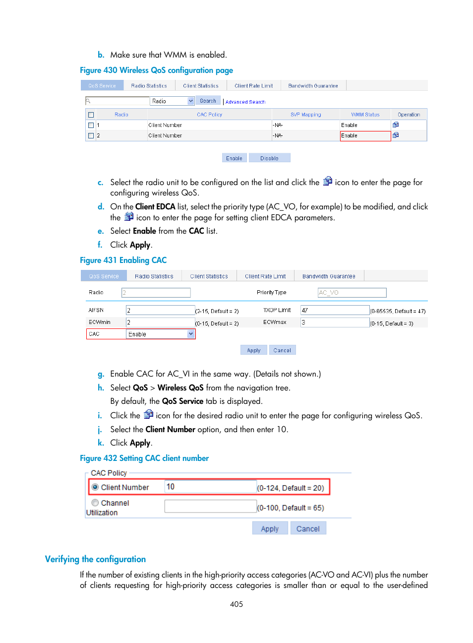 Verifying the configuration | H3C Technologies H3C WA3600 Series Access Points User Manual | Page 418 / 447