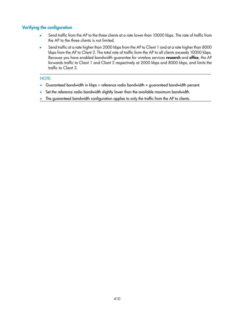 Verifying the configuration | H3C Technologies H3C WA3600 Series Access Points User Manual | Page 423 / 447