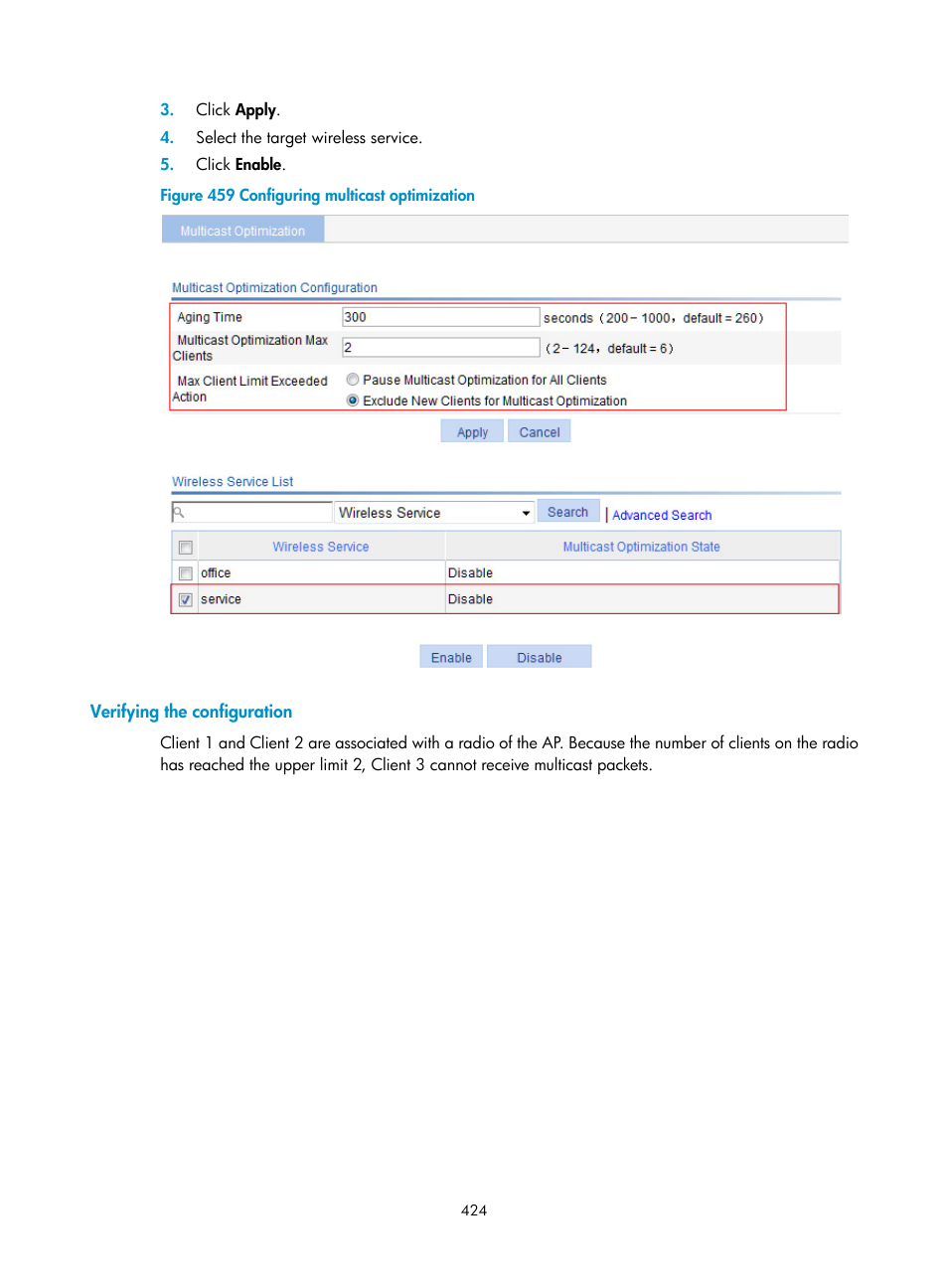 Verifying the configuration | H3C Technologies H3C WA3600 Series Access Points User Manual | Page 437 / 447