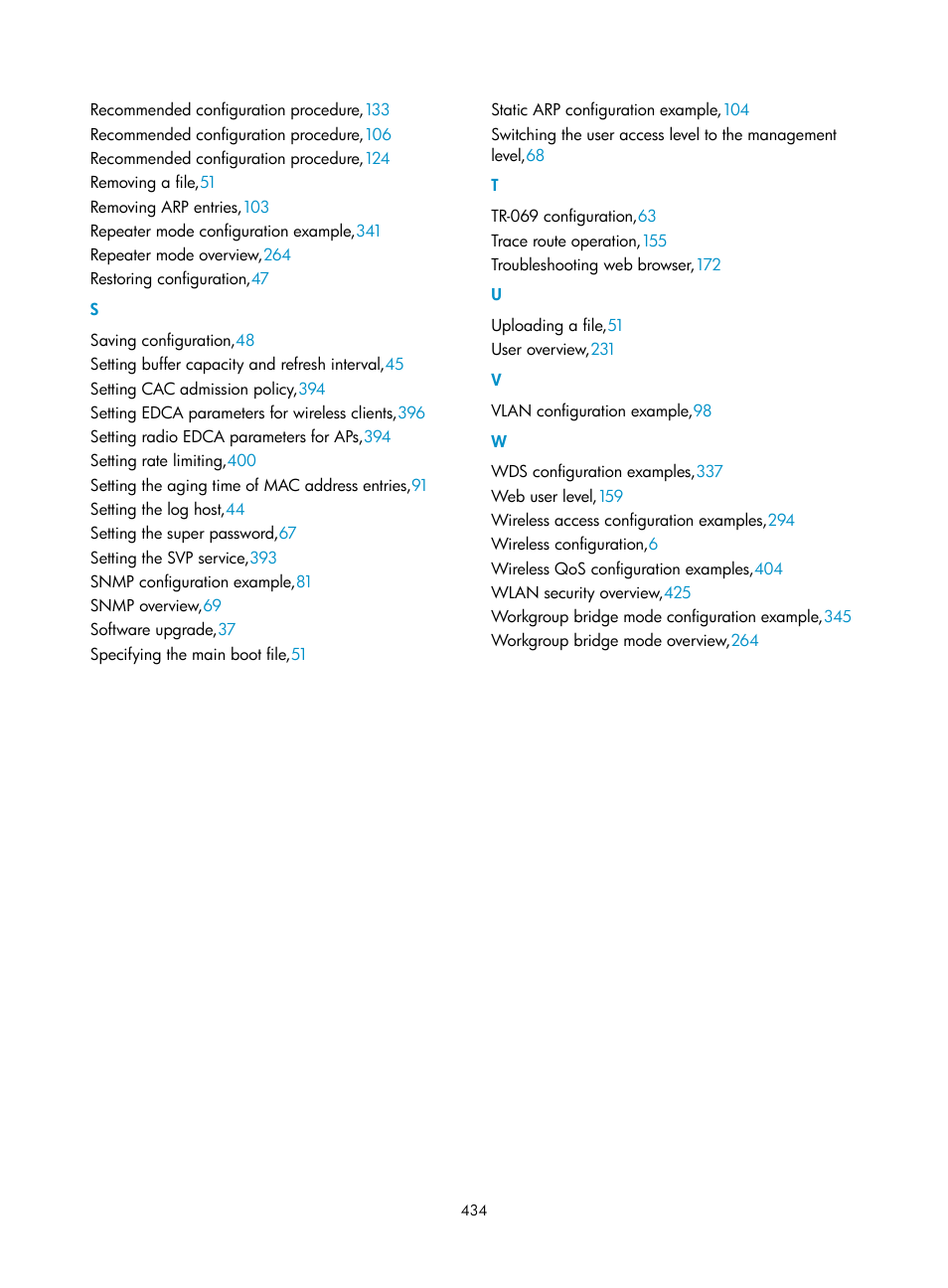 U v w | H3C Technologies H3C WA3600 Series Access Points User Manual | Page 447 / 447