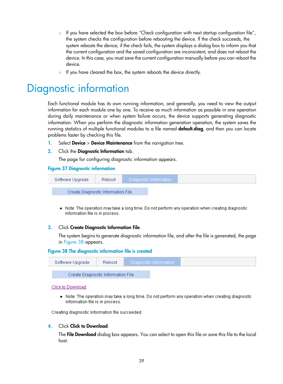 Diagnostic information | H3C Technologies H3C WA3600 Series Access Points User Manual | Page 52 / 447