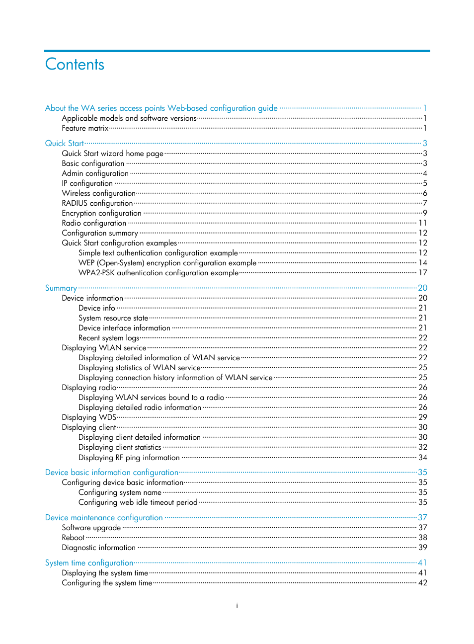 H3C Technologies H3C WA3600 Series Access Points User Manual | Page 6 / 447