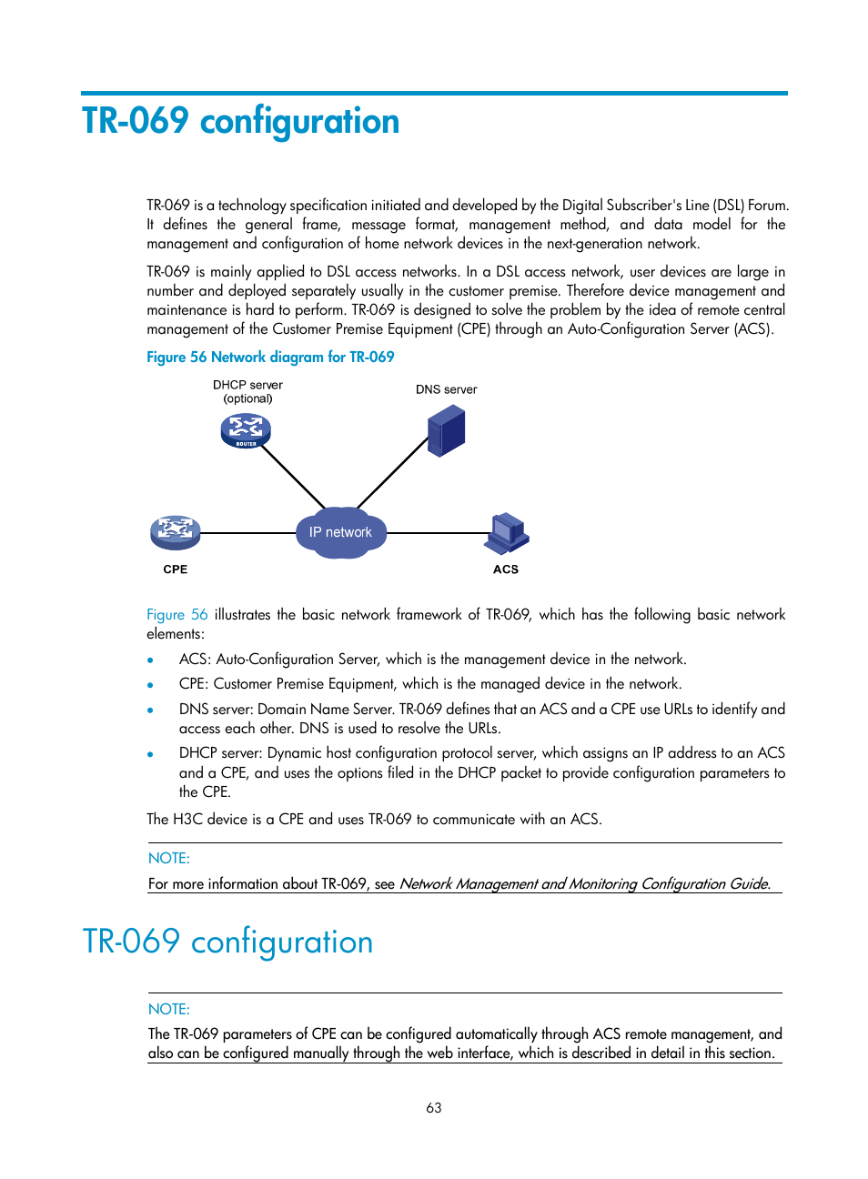 Tr-069 configuration | H3C Technologies H3C WA3600 Series Access Points User Manual | Page 76 / 447