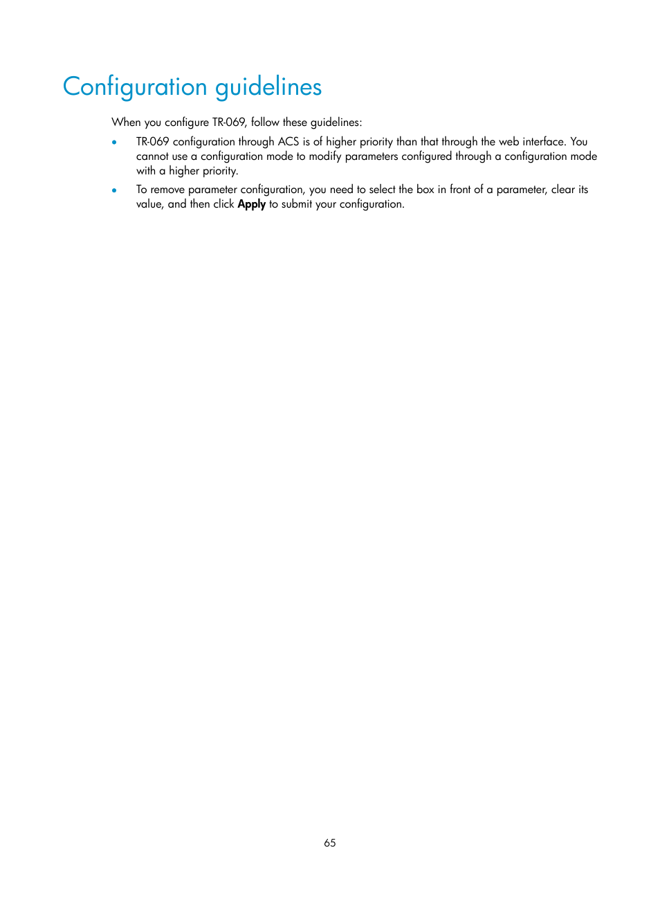 Configuration guidelines | H3C Technologies H3C WA3600 Series Access Points User Manual | Page 78 / 447