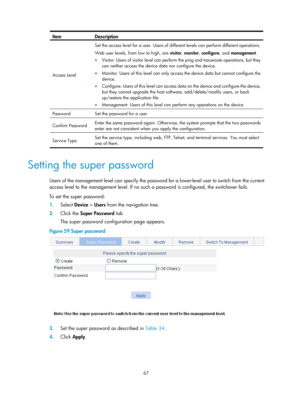 Setting the super password | H3C Technologies H3C WA3600 Series Access Points User Manual | Page 80 / 447