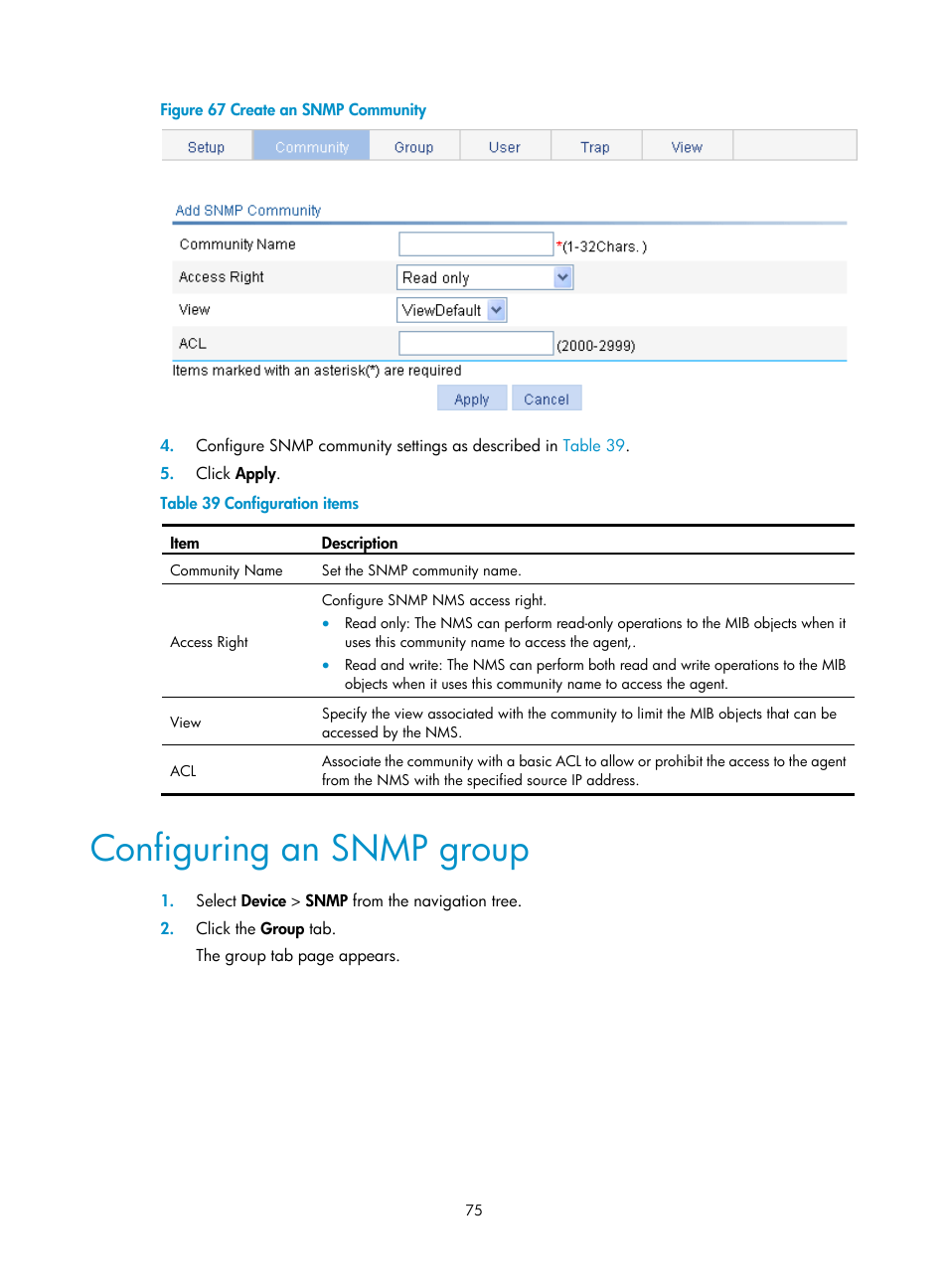 Configuring an snmp group | H3C Technologies H3C WA3600 Series Access Points User Manual | Page 88 / 447