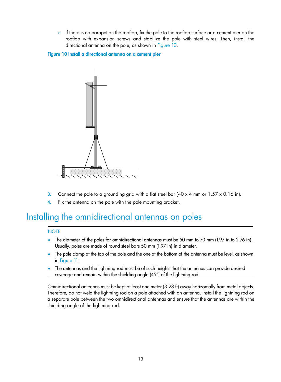 Installing the omnidirectional antennas on poles | H3C Technologies H3C WA2600 Series WLAN Access Points User Manual | Page 18 / 30