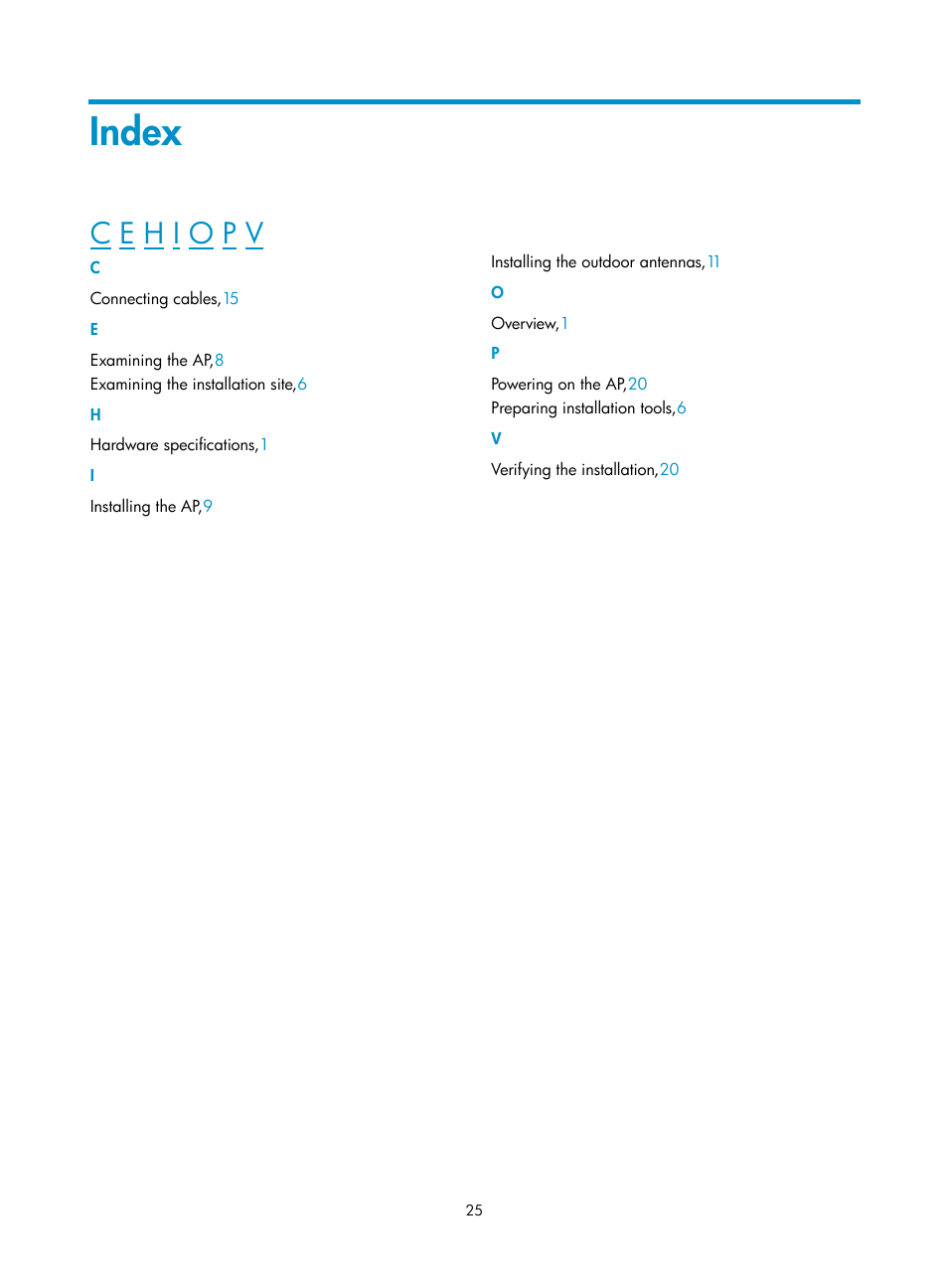 Index | H3C Technologies H3C WA2600 Series WLAN Access Points User Manual | Page 30 / 30