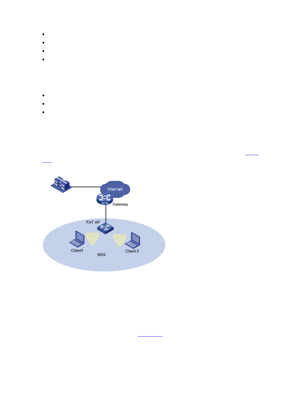 Wlan topologies, Single bss, Multi-ess | H3C Technologies H3C WA2600 Series WLAN Access Points User Manual | Page 73 / 84