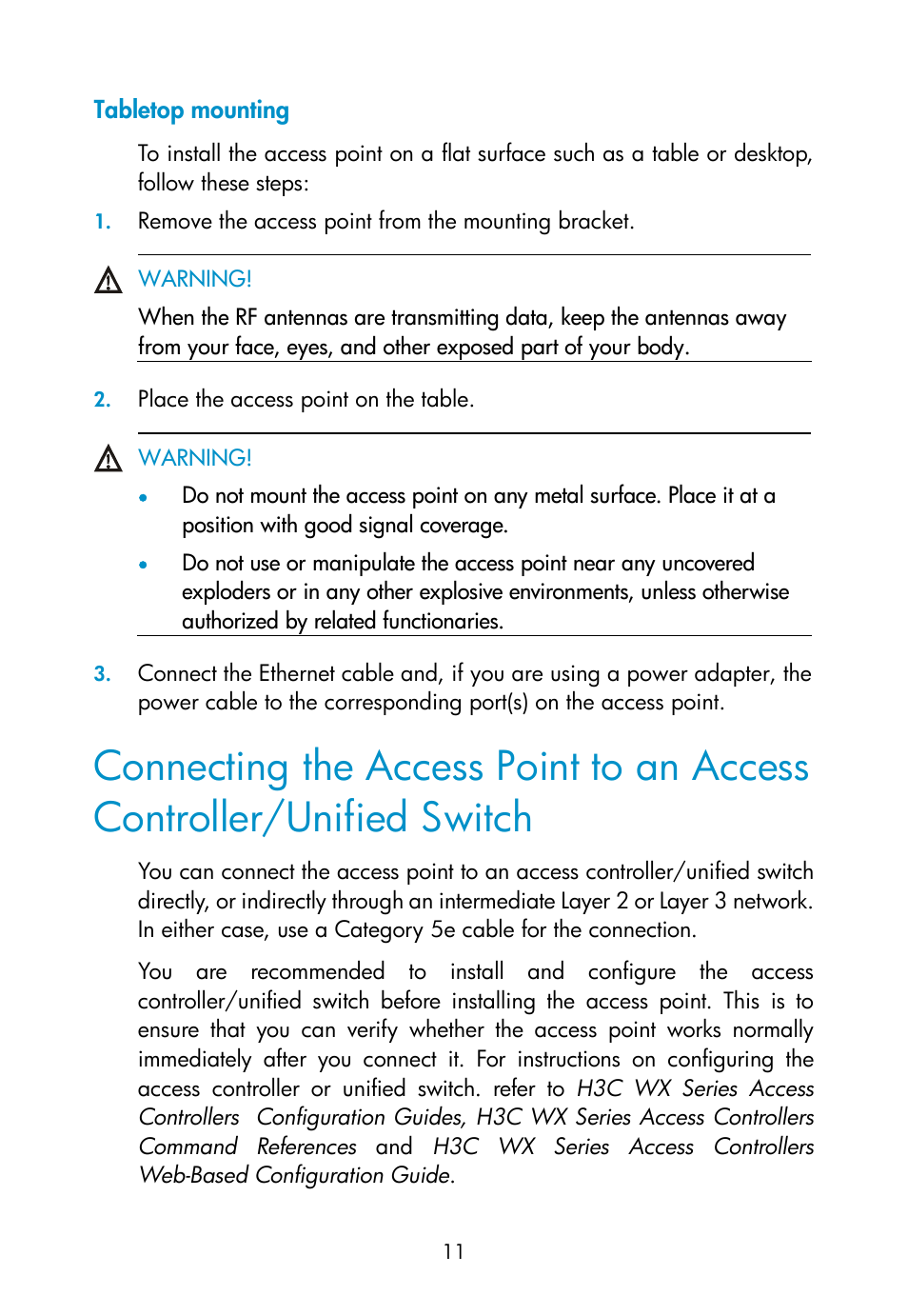 Tabletop mounting | H3C Technologies H3C WA2110-AG Wireless LAN Access Point User Manual | Page 17 / 31
