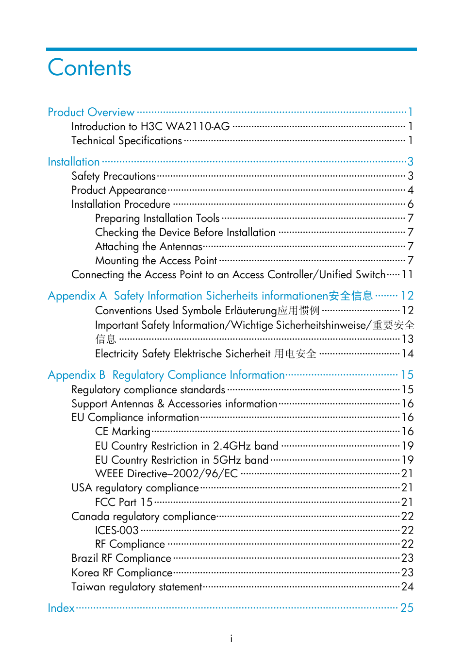 H3C Technologies H3C WA2110-AG Wireless LAN Access Point User Manual | Page 6 / 31