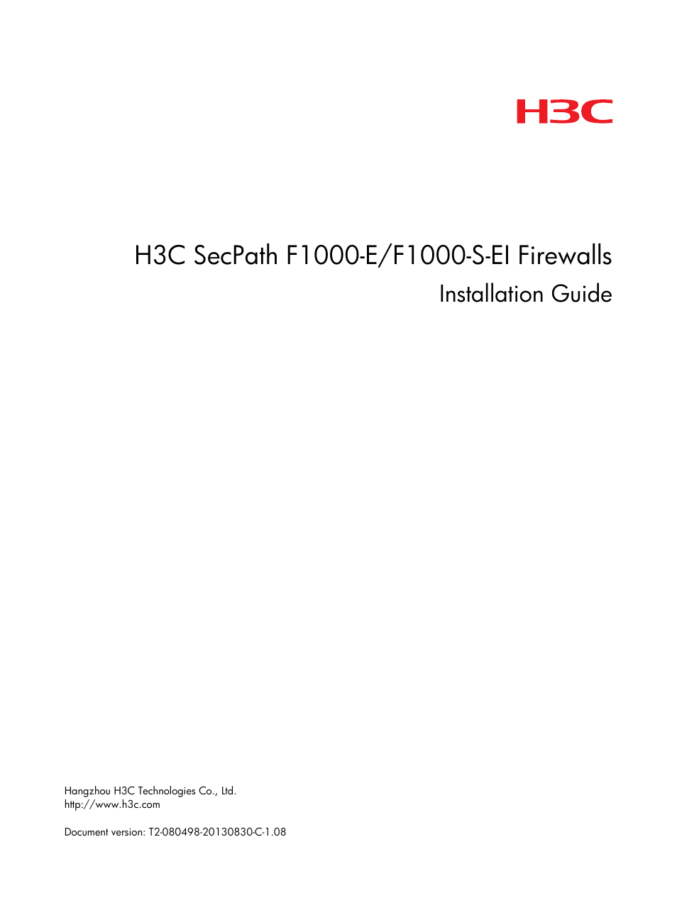 H3C Technologies H3C SecPath F1000-E User Manual | 95 pages