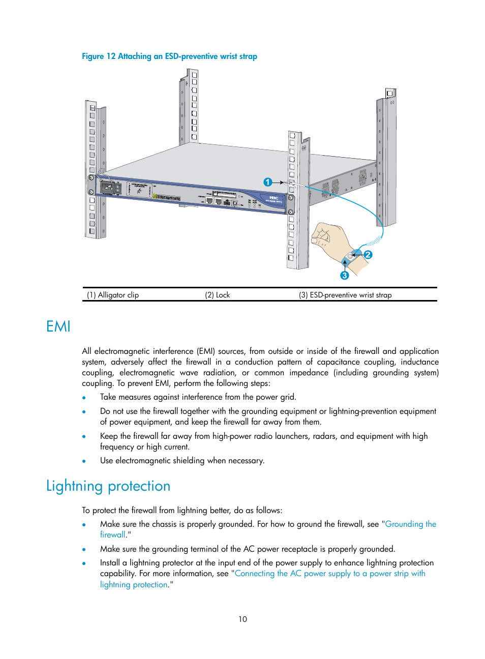 Lightning protection | H3C Technologies H3C SecPath F1000-E User Manual | Page 18 / 95
