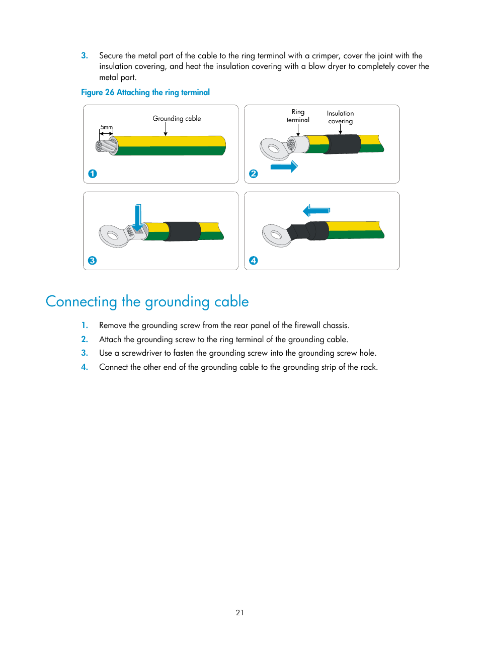 Connecting the grounding cable | H3C Technologies H3C SecPath F1000-E User Manual | Page 29 / 95