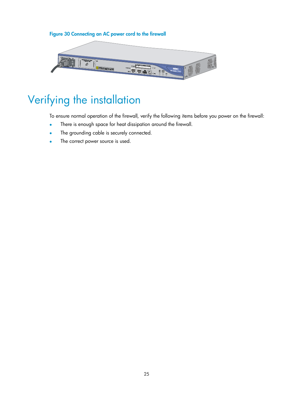 Verifying the installation | H3C Technologies H3C SecPath F1000-E User Manual | Page 33 / 95