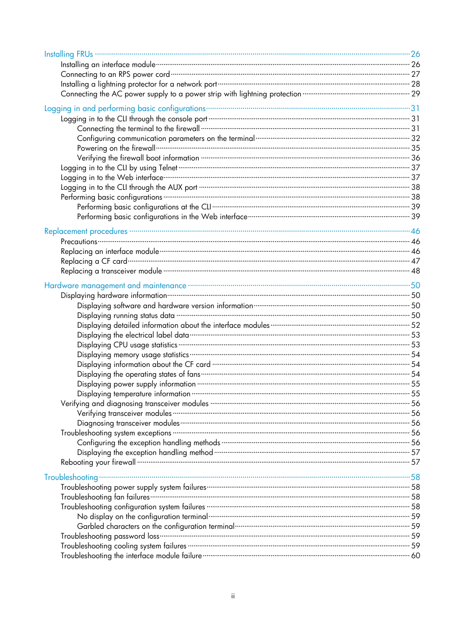 H3C Technologies H3C SecPath F1000-E User Manual | Page 7 / 95