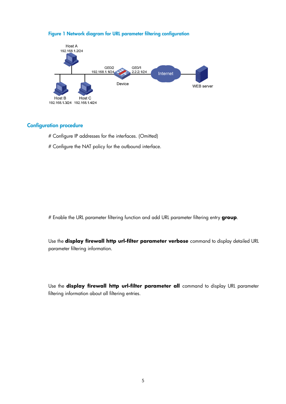 Configuration procedure | H3C Technologies H3C SecPath F1000-E User Manual | Page 104 / 182