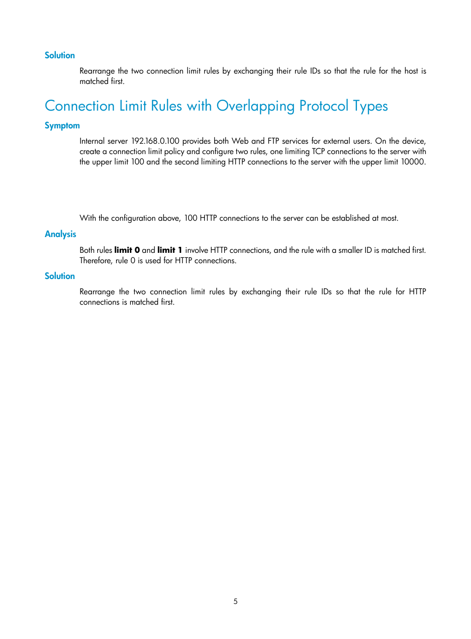 Solution, Symptom, Analysis | H3C Technologies H3C SecPath F1000-E User Manual | Page 122 / 182