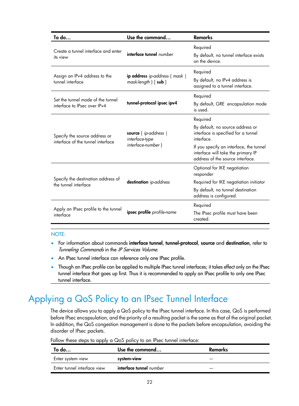 Applying a qos policy to an ipsec tunnel interface | H3C Technologies H3C SecPath F1000-E User Manual | Page 150 / 182