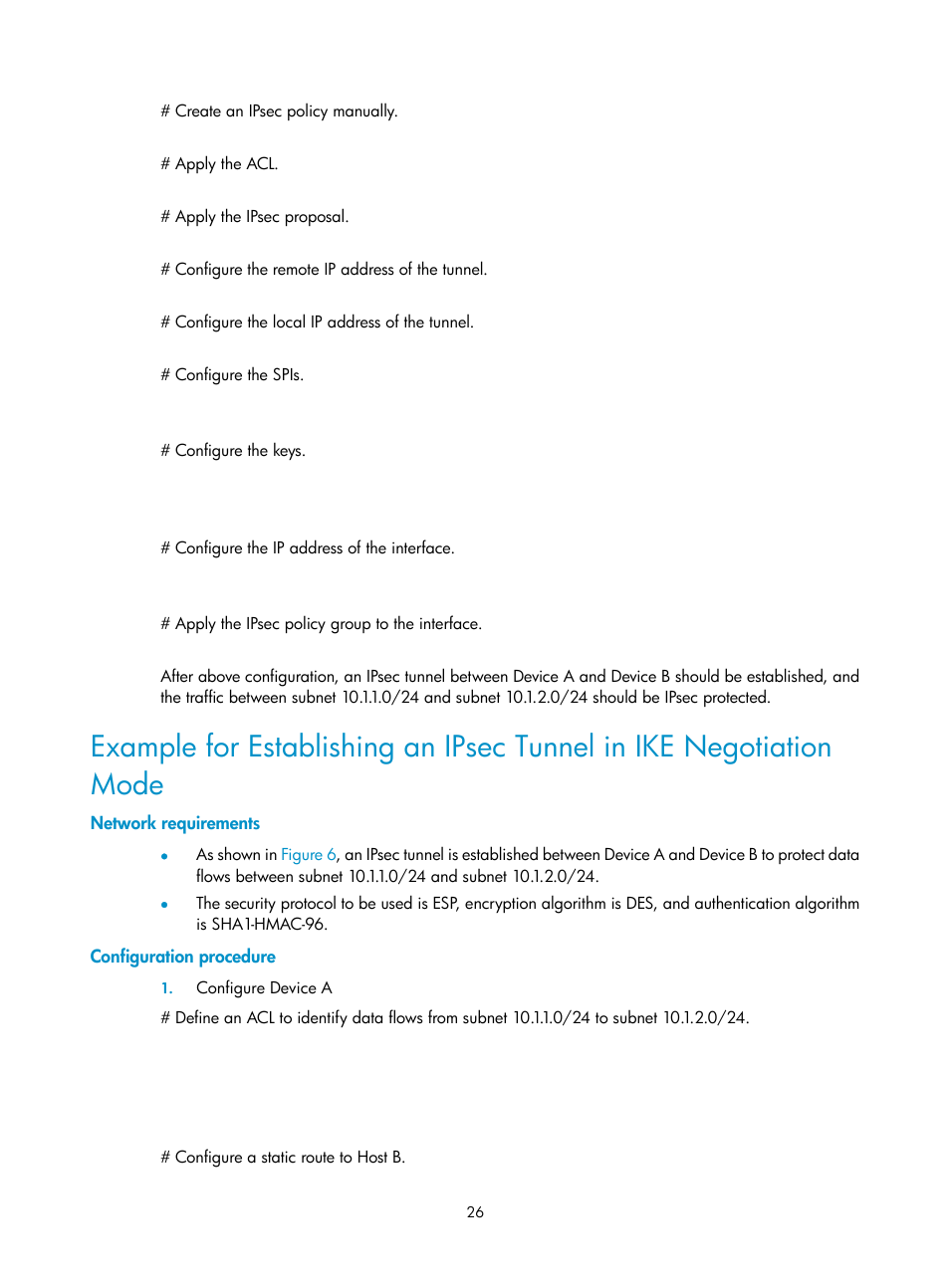Network requirements, Configuration procedure | H3C Technologies H3C SecPath F1000-E User Manual | Page 154 / 182
