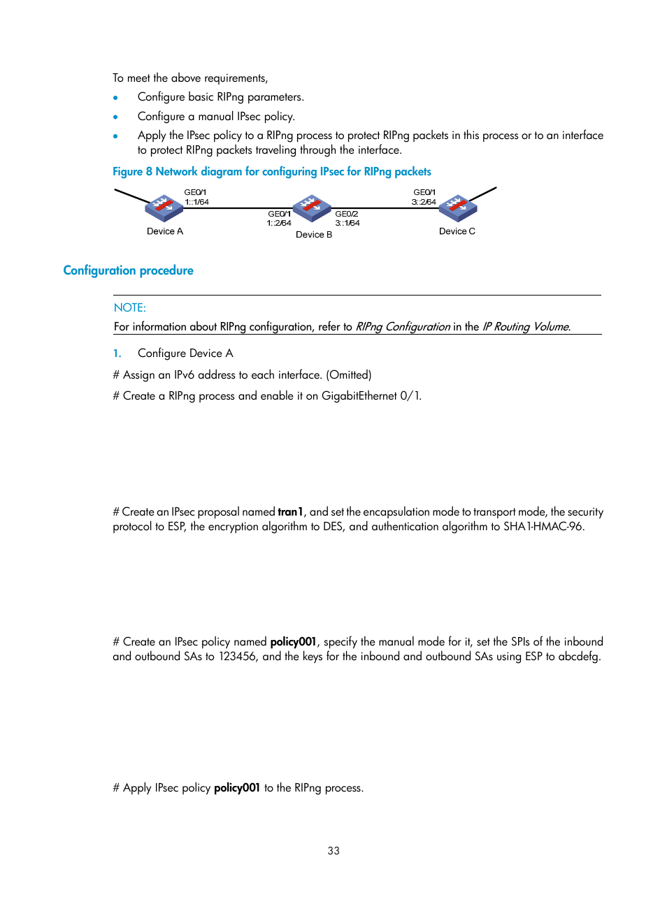 Configuration procedure | H3C Technologies H3C SecPath F1000-E User Manual | Page 161 / 182