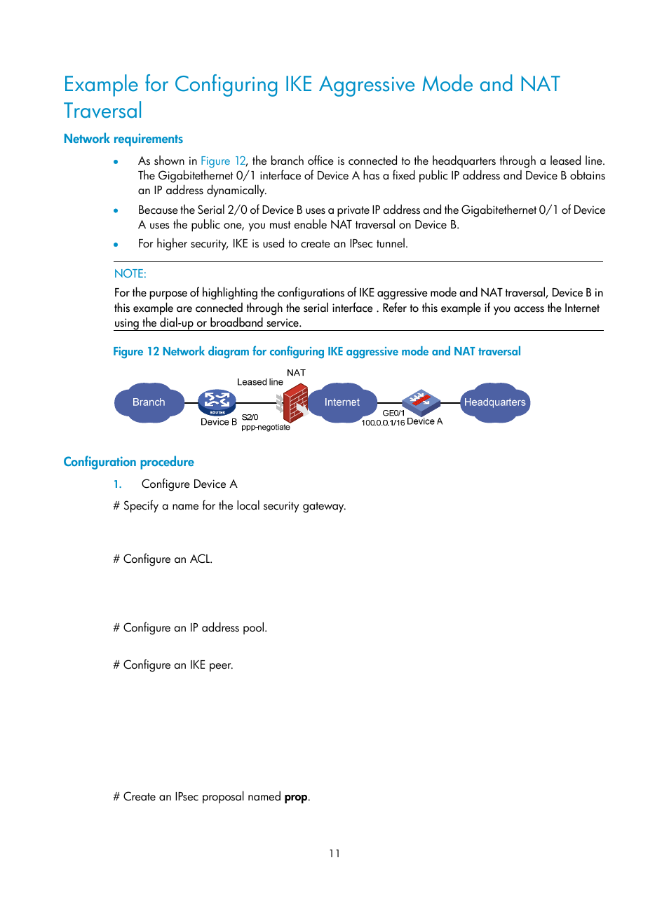 Network requirements, Configuration procedure | H3C Technologies H3C SecPath F1000-E User Manual | Page 175 / 182