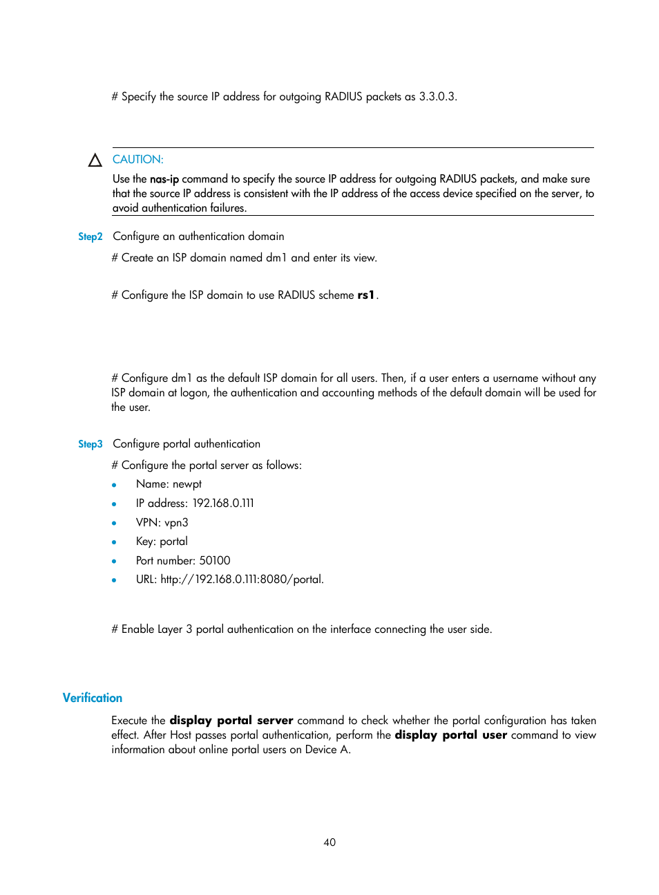 Verification | H3C Technologies H3C SecPath F1000-E User Manual | Page 41 / 182