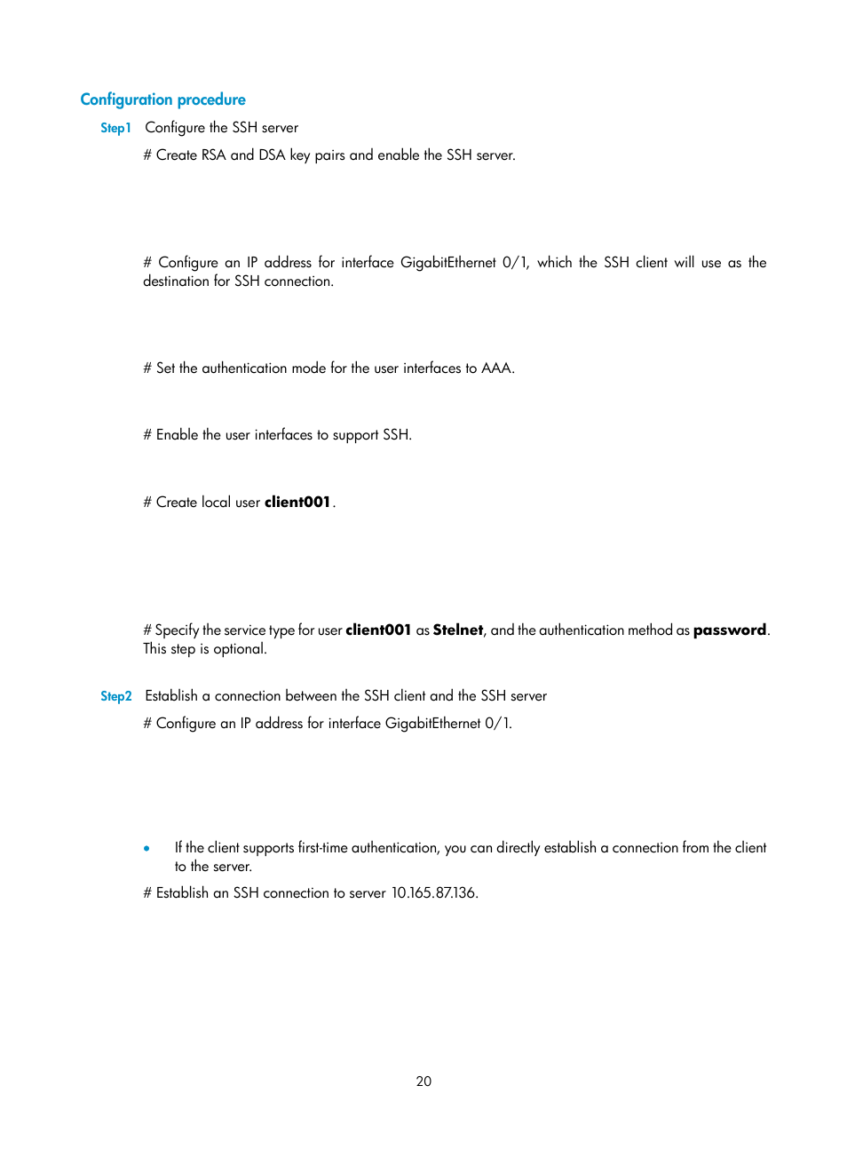 Configuration procedure | H3C Technologies H3C SecPath F1000-E User Manual | Page 76 / 182