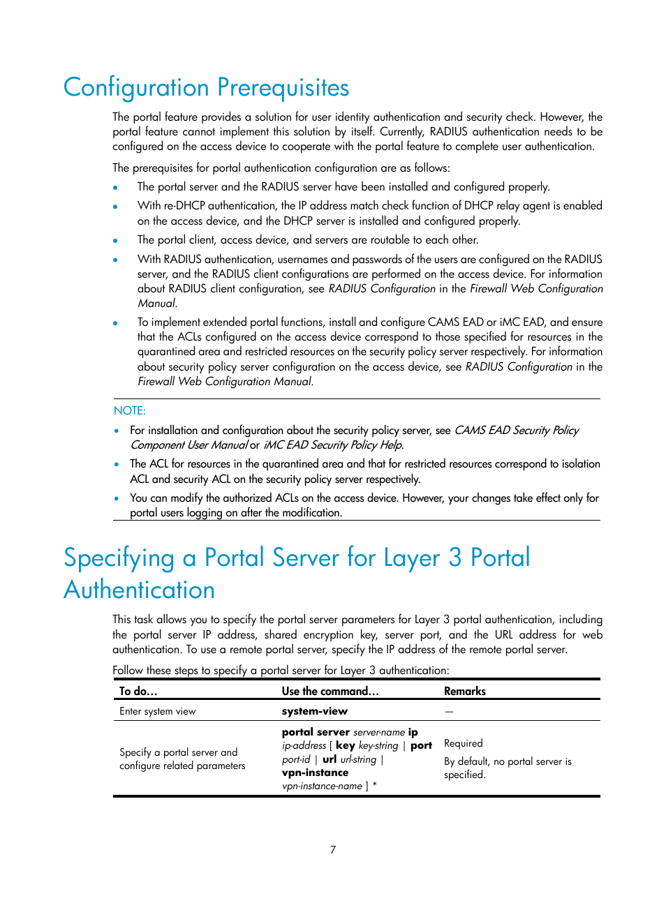 Configuration prerequisites | H3C Technologies H3C SecPath F1000-E User Manual | Page 8 / 182