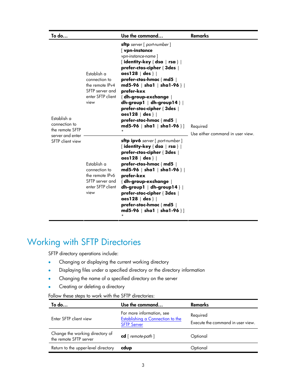 Working with sftp directories | H3C Technologies H3C SecPath F1000-E User Manual | Page 82 / 182