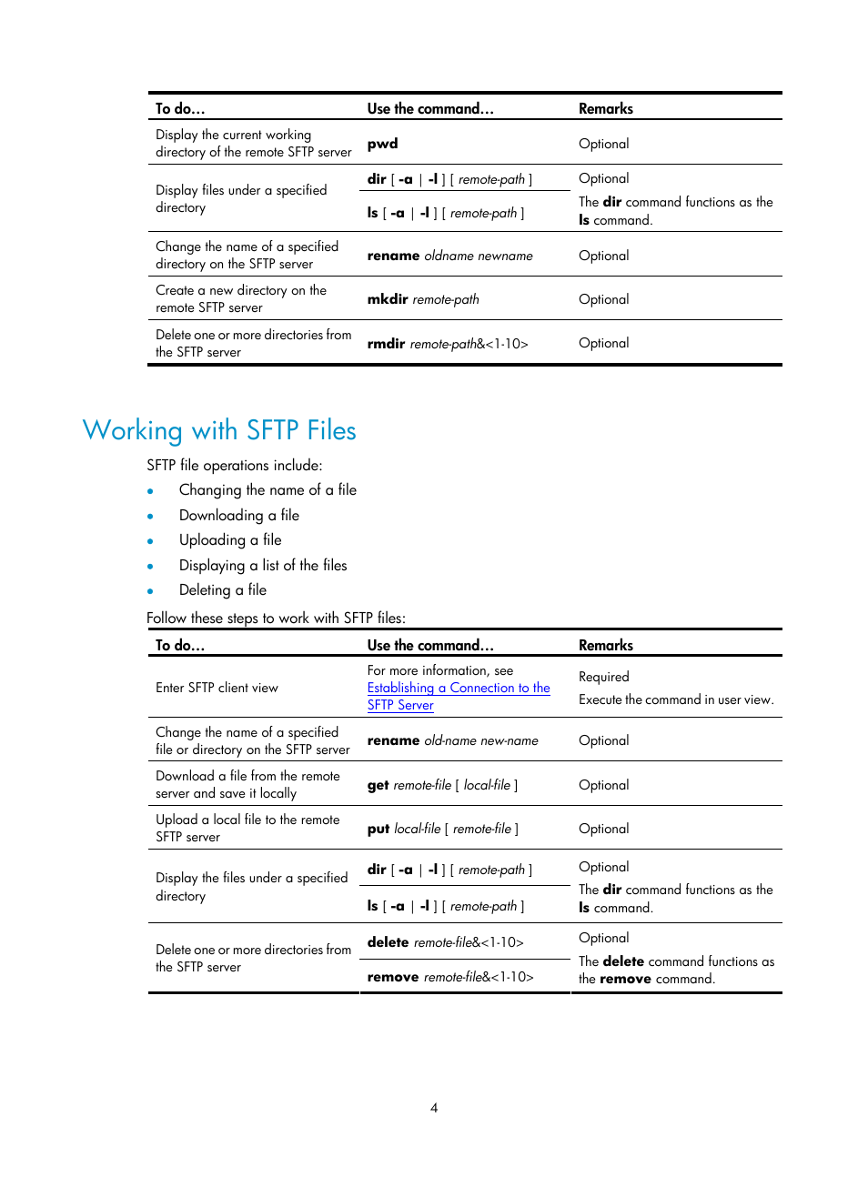 Working with sftp files | H3C Technologies H3C SecPath F1000-E User Manual | Page 83 / 182