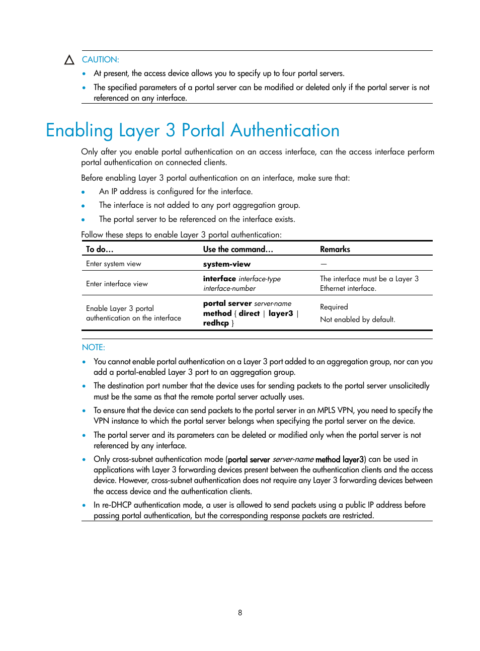 Enabling layer 3 portal authentication | H3C Technologies H3C SecPath F1000-E User Manual | Page 9 / 182