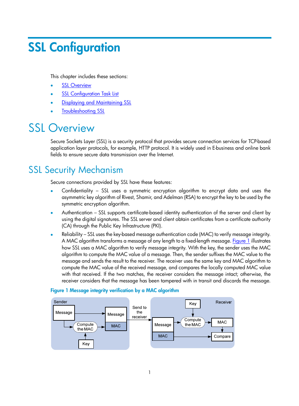 Ssl configuration, Ssl overview, Ssl security mechanism | H3C Technologies H3C SecPath F1000-E User Manual | Page 91 / 182