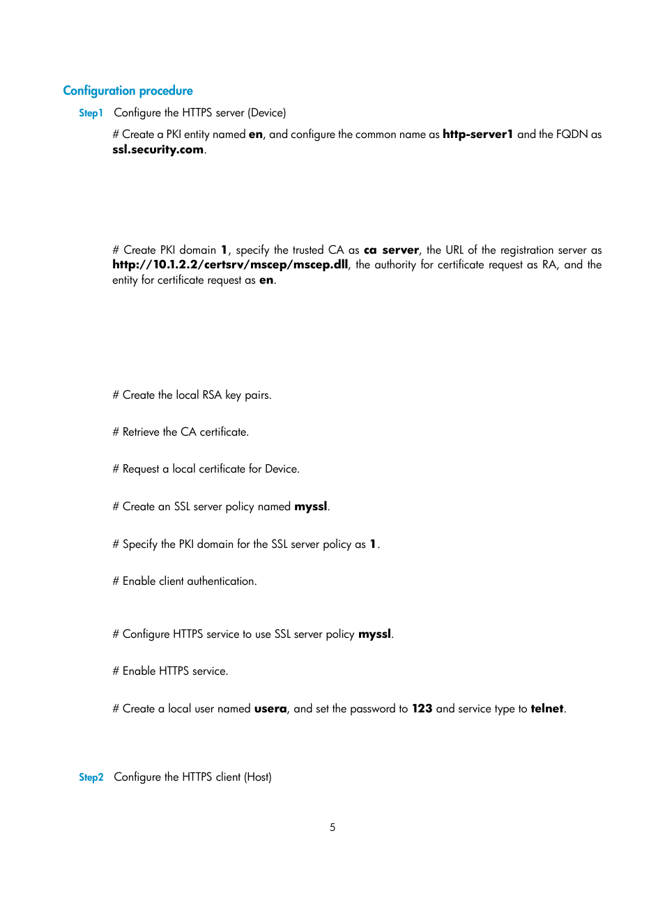 Configuration procedure | H3C Technologies H3C SecPath F1000-E User Manual | Page 95 / 182